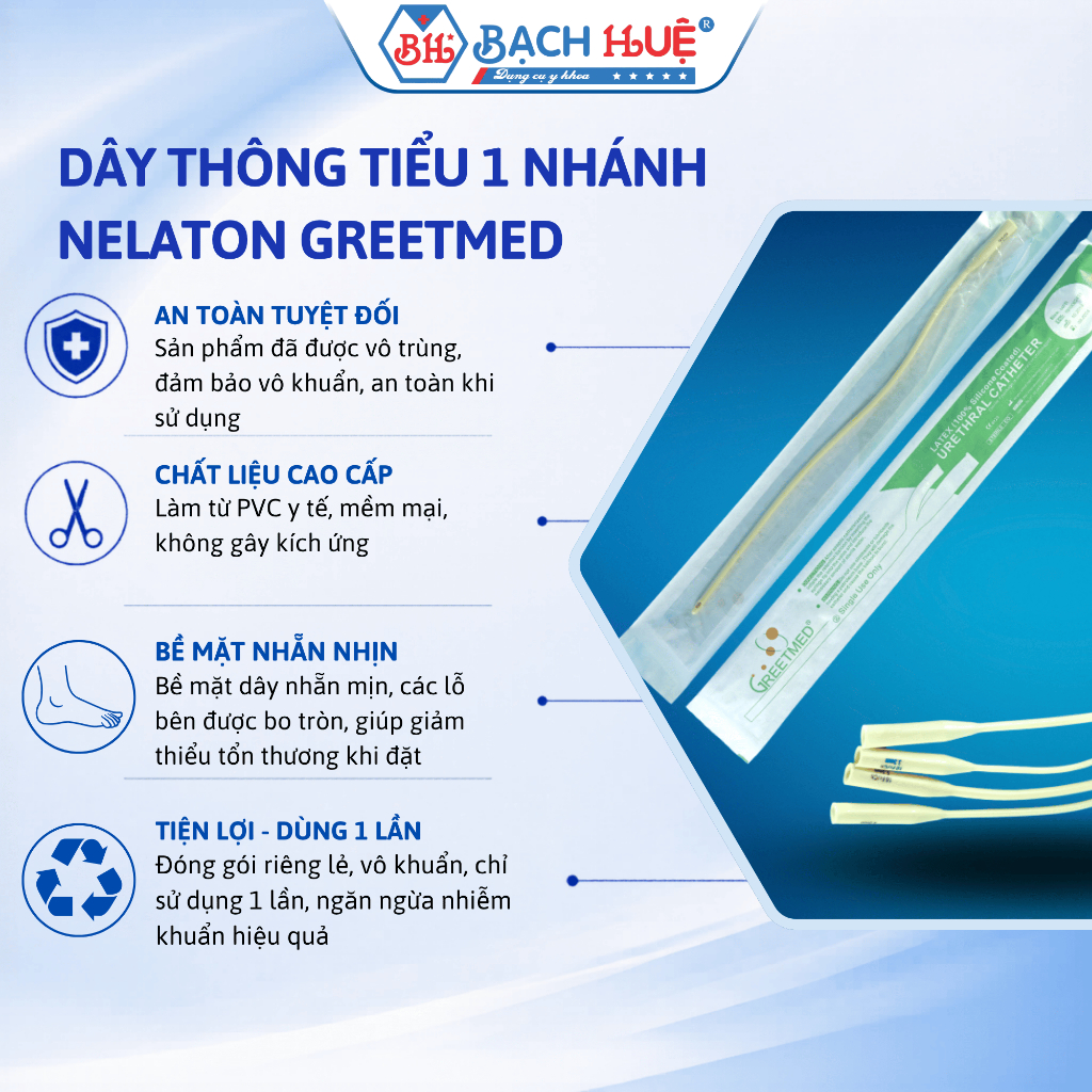 Dây Thông Tiểu Nelaton 1 Nhánh Nhiều Kích Thước– Dây Thông Tiểu Mềm Y Tế Vô Trùng An Toàn Dễ Sử Dụng