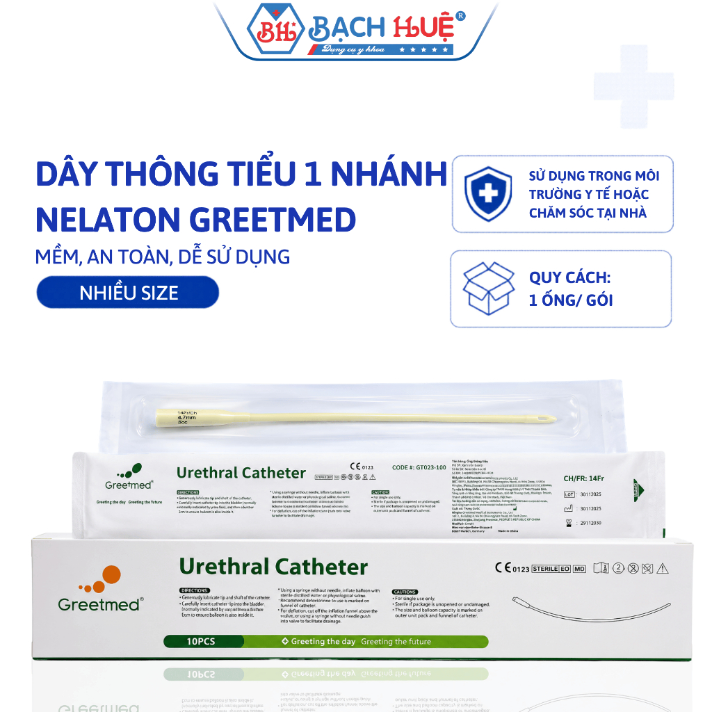 Dây Thông Tiểu Nelaton 1 Nhánh Nhiều Kích Thước– Dây Thông Tiểu Mềm Y Tế Vô Trùng An Toàn Dễ Sử Dụng