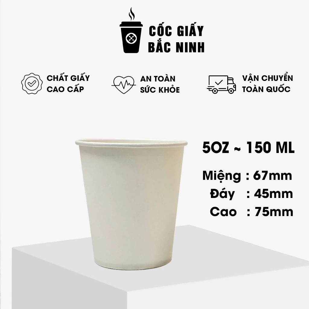 300 - 2000 chiếc cốc giấy 5oz 150ml, ly giấy dùng một lần dùng trong bệnh viện, trường học, tiệc tùng