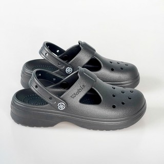 [Tặng Charm + Móc Khóa Chính Hãng] Dép Sục Màu Đen WABIS Platform Happiness V1 Đế Cao 3cm, Êm Chân, Chống Trượt [WPH-V1]