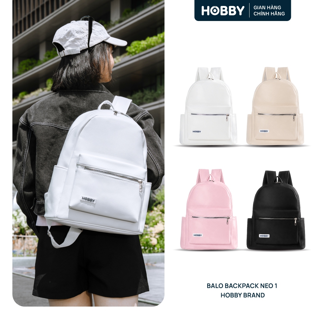Balo Backpack Neo 1 Hobby Brand -  Da PU cao cấp - Đựng vừa laptop 14 inh, đi làm đi chơi đều xinh