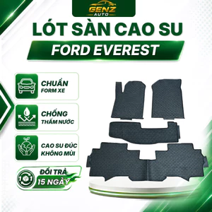 THẢM LÓT SÀN CAO SU Ford Everest 2022, 2023, 2024,2025 - Cao su đúc không mùi, mẫu tổ ong NISSIN chữ trắng