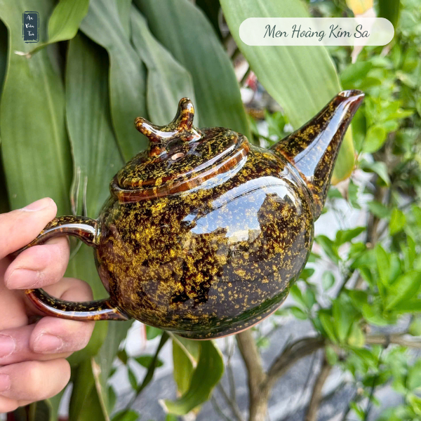 Bộ Ấm Chén Trà Men Hỏa Biến Bát Tràng - Bộ Ấm chén uống trà - Tặng Kèm Khay - Quà Tặng Cao Cấp
