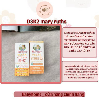 Vitamin D3K2 , D3 Mary Ruth's dạng xịt, dạng giọt hữu cơ thuần chay cho bé 30ml babyhoe