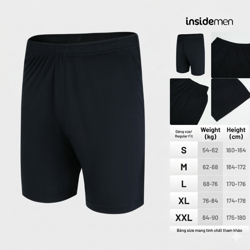 Quần Short thun Nam Insidemen rayon spandex co giãn, suông nhẹ ISOR03