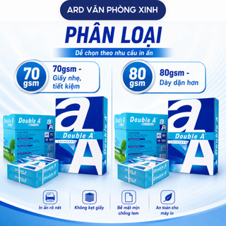 Thùng 5 ream giấy A4 Double A  70gsm/80gsm Everyday, giấy in photo trắng mịn 2500 tờ in rõ nét không