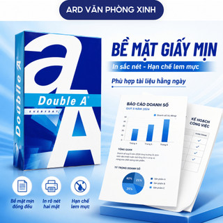 Thùng 5 ream giấy A4 Double A  70gsm/80gsm Everyday, giấy in photo trắng mịn 2500 tờ in rõ nét không