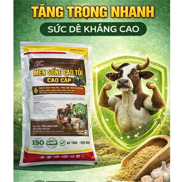 Men Cao Tỏi Đen Cao Cấp ( 5 Trong 1 ) 1Kg  cho gà, vịt, heo hỗ trợ tiêu hóa, hấp thu tốt, tăng đề khá ng
