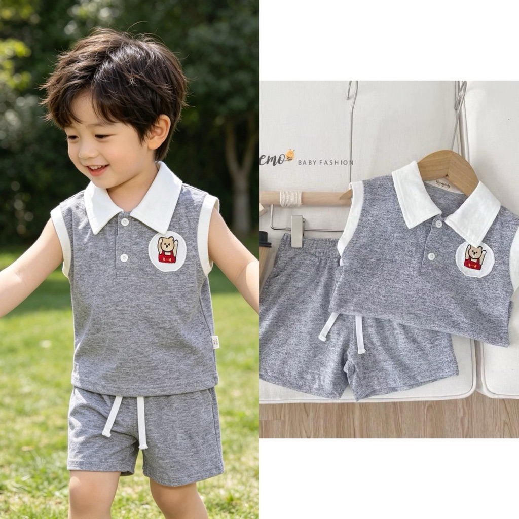 Set Bộ Bé Trai Beemo Cộc Tay Siêu Xinh (Size 80–130, 9–24kg) – Bộ Đồ Bé Trai Mùa Hè