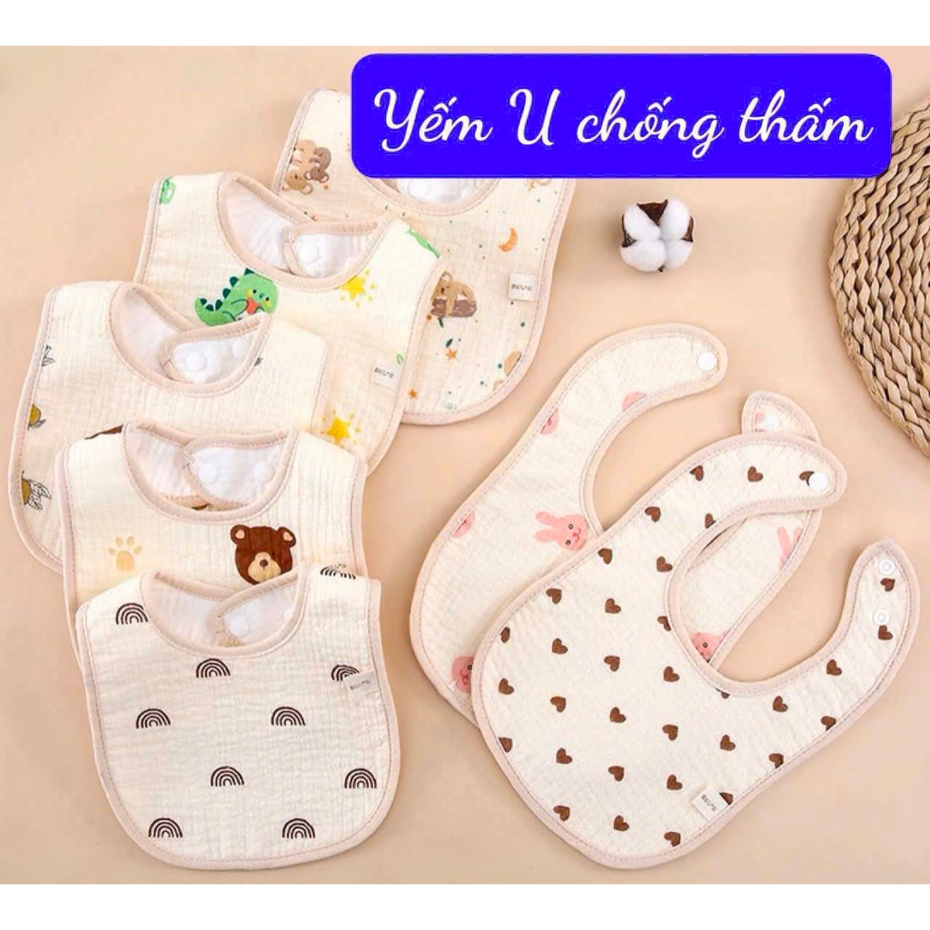 Yếm U chống thấm cho bé - Mềm mại, thấm hút tốt, chống thấm hiệu quả, phù hợp cho bé từ sơ sinh đến 3 tuổi