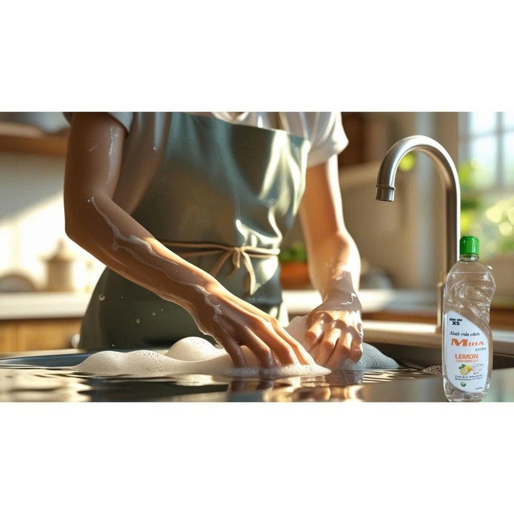 Nước Rửa Chén MiHa Extra X5 LEMON DISHWASH, 800gr, Chiết xuất thiên nhiên, bảo vệ da tay.