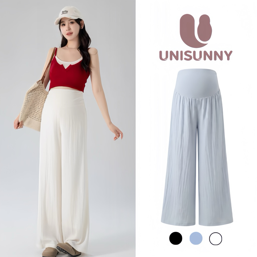 [Siêu Mát-Có Lớp Lót] Quần Bầu Ống Rộng Chất Linnen Tơ Lụa Đáp Bụng Thế Hệ Mới -Hai Lớp Không Lo Lộ Có Chun Điều Chỉnh