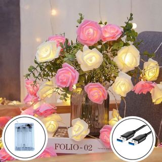 Dây đèn LED trang trí hình hoa hồng dài 1.5m/3m đủ màu decor tiệc sự kiện đám cưới quà tặng