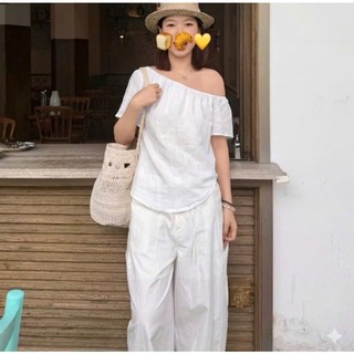 𝗖𝗮𝗹𝗶 𝗟𝗶𝗻𝗲𝗻 -|LY LINEN| - Áo Linen tơ trễ vai