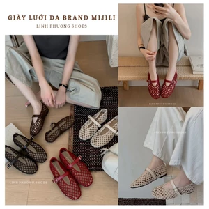 Giày búp bê lưới Da đế cao su dẻo cực mềm fullbox