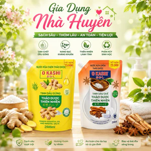 Nước Rửa Chén Thảo Dược OKASHI - 2000ML - Tinh Dầu Quế ,Gừng ,Muối Khoáng , An Toàn ,Sạch Khuẩn
