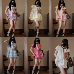 Sét Váy Babydoll Cổ Sen From Rộng Viền Bèo Kèm Quần Phong Cách Hàn Quốc Đáng Yêu