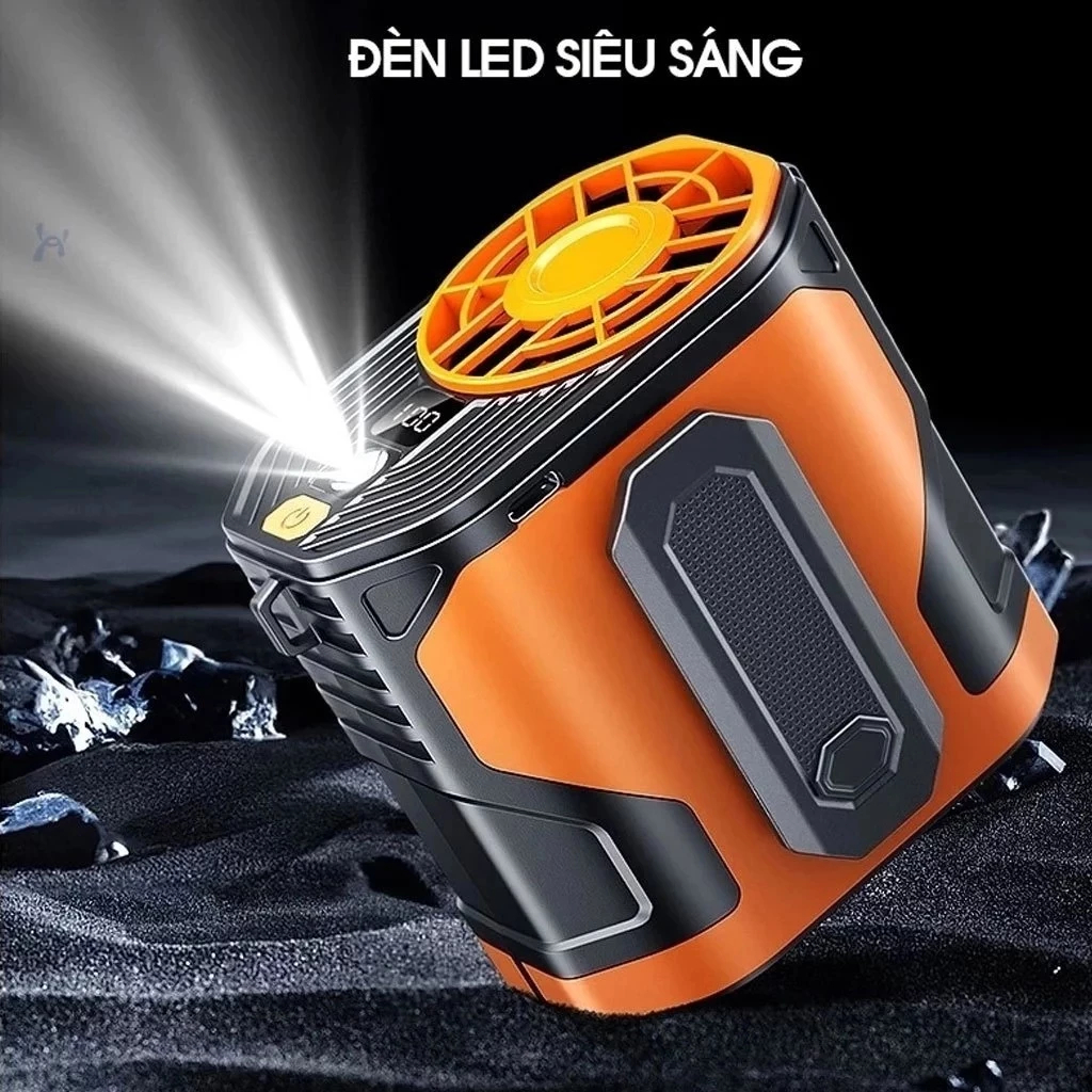 Quạt đeo thắt lưng, quạt làm mát ngoài trời cầm tay USB dạng kẹp, thời lượng pin dài, có đèn ngủ nhỏ