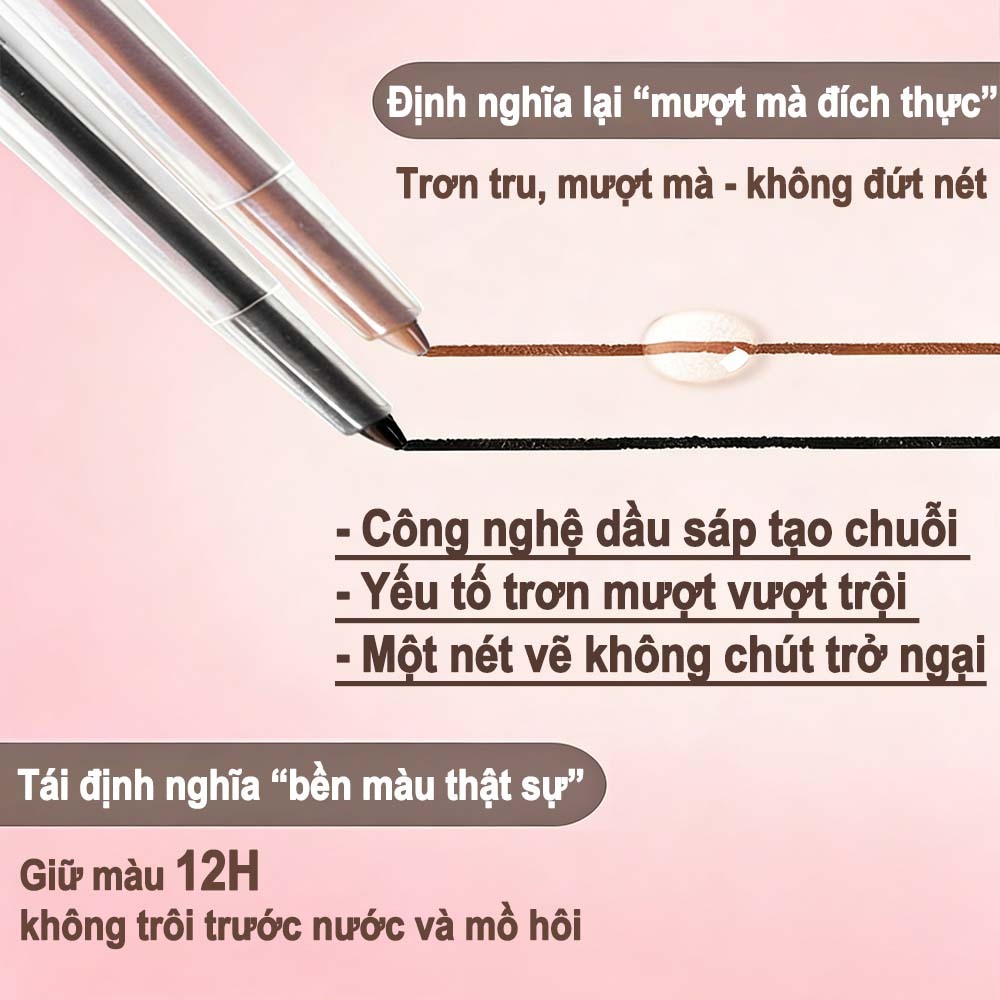 Bút Chì Kẻ Mắt Dạng Gel, Chống Nước Lâu Trôi, Đầu Bút Mềm Mịn, Dễ Vẽ, Giúp Đôi Mắt To Tròn Tự Nhiên