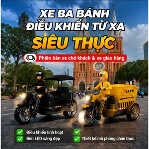 Xe Điều Khiển Từ Xa Cho Bé Xe Ba Bánh 2.4GHz Đèn LED Siêu Sáng, Bánh Chống Trượt, Chơi Được Ngày Đêm, Quà Tặng Ý Nghĩa