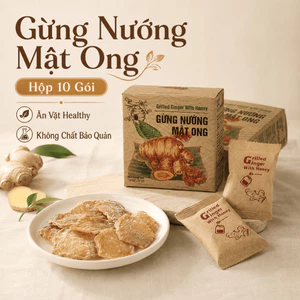Hộp Gừng Nướng Ăn Vặt, Gừng Nướng Mật Ong, Ăn Vặt Healthy, Khử Hôi Miệng, Giữ Ấm Cơ Thể, Hộp 10 Gói