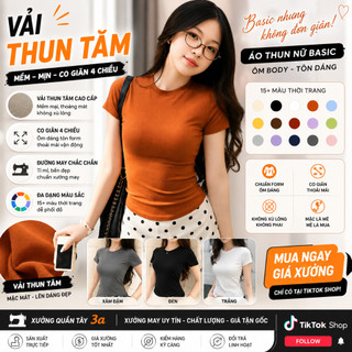 Áo Thun Tăm Nữ Basic Ôm Body Cổ Tròn Co Giãn 4 Chiều Tôn Dáng Mềm Mịn Nhiều Màu | Xưởng Quần Tây Nữ 3A