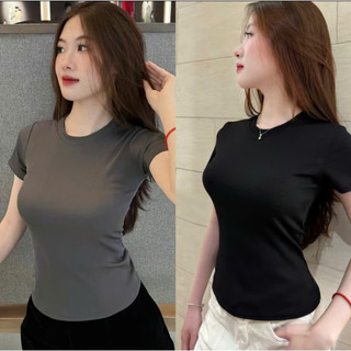 Áo Thun Tăm Nữ Basic Ôm Body Cổ Tròn Co Giãn 4 Chiều Tôn Dáng Mềm Mịn Nhiều Màu | Xưởng Quần Tây Nữ 3A