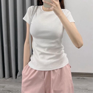 Áo Thun Tăm Nữ Basic Ôm Body Cổ Tròn Co Giãn 4 Chiều Tôn Dáng Mềm Mịn Nhiều Màu | Xưởng Quần Tây Nữ 3A