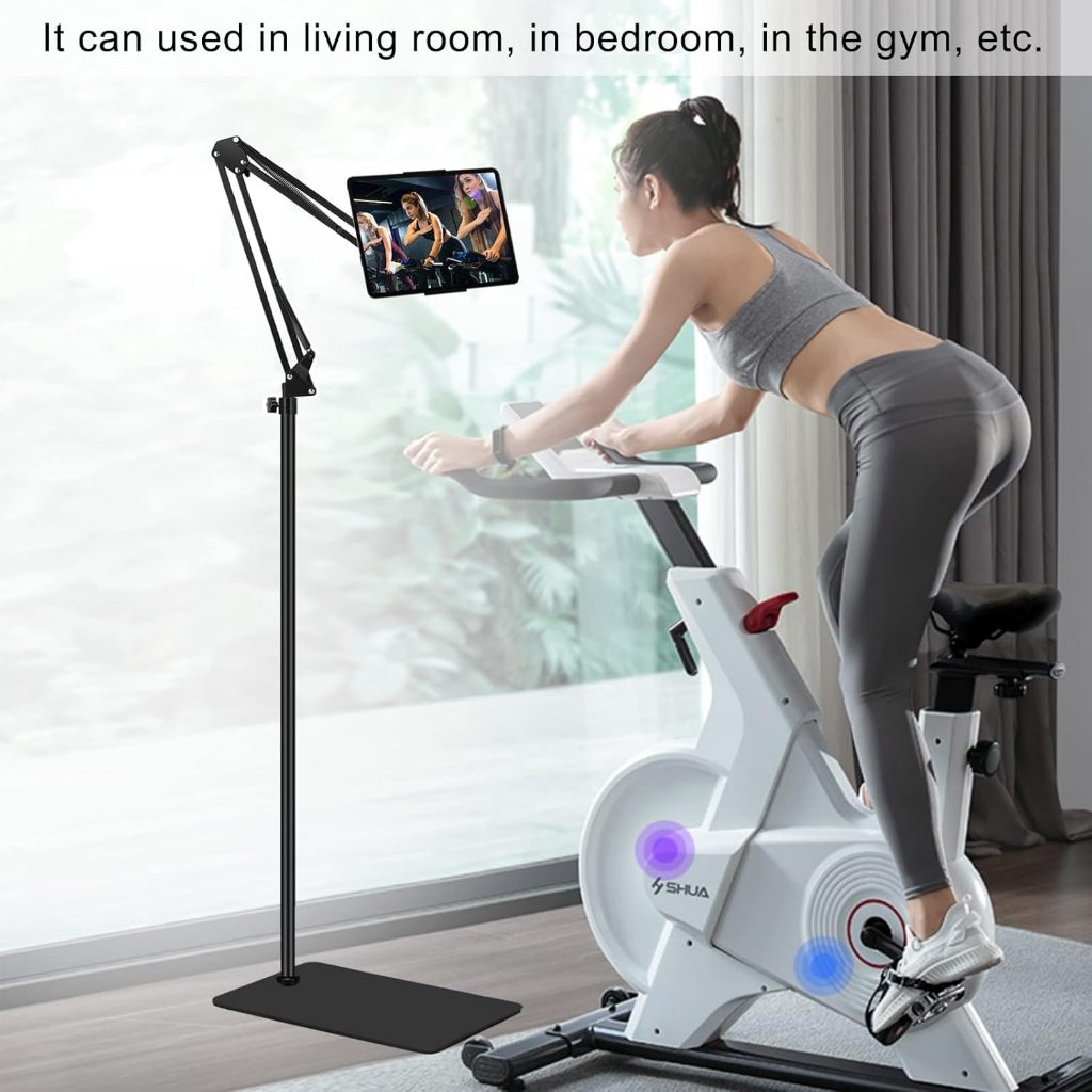 Giá đỡ ipad, kẹp điện thoại có đế thân đứng sàn hợp kim nhôm nâng cấp xoay 360 đa năng quay video, xem phim, livestream