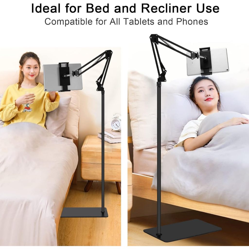 Giá đỡ điện thoại, ipad hợp kim nhôm có đế đứng sàn nâng cấp xoay 360 độ đa năng quay video, chân livestream, giải trí