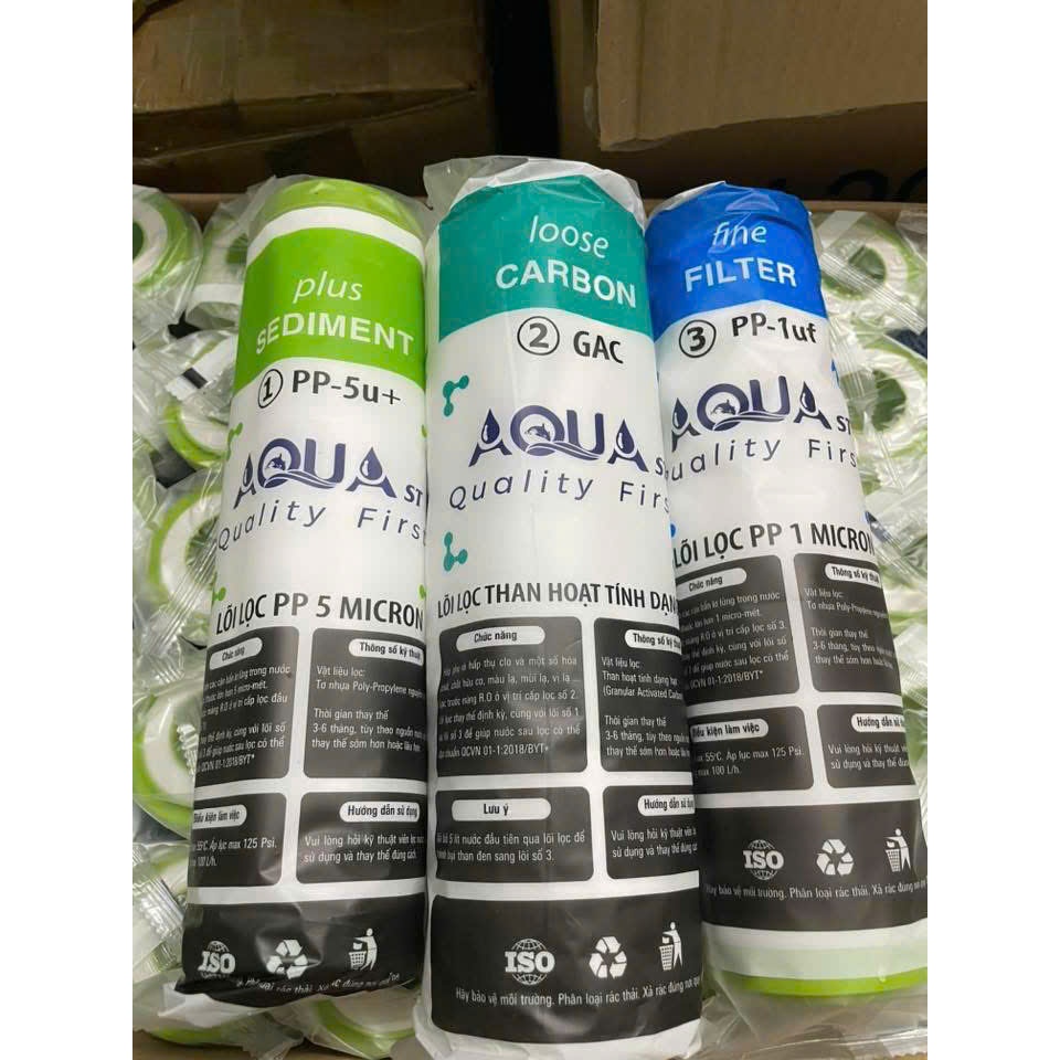 Combo 10 Lõi Lọc Nước Aqua Số 1 PP5M Chính Hãng 10 Inch – Lọc Cặn Bẩn 5 Micron Cho Máy RO