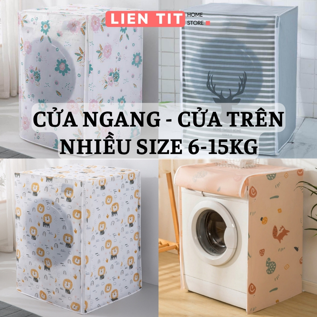 Áo Trùm Máy Giặt Cửa Ngang Cửa Trên Chống Bụi Chống Nước, Vỏ Bọc Máy Giặt Che Phủ Kín Thân Máy