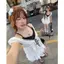 Áo Babydoll cổ V phối yếm dáng xoè GUMIE tay bí phồng mùa hè - A26GM