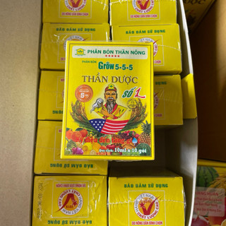 Phân bón lá đậm đặc Thần Dược số 1 Grow 5-5-5 (Gói 10ml) Ba Lá Xanh, Tăng trưởng mạnh mẽ, bông nhiều, hạt sáng