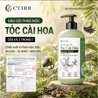 [QUÀ TẶNG] Dầu Gội Thảo Mộc Tóc Cài Hoa – Làm Sạch Da Đầu, Giúp Tóc Mềm Mượt Tự Nhiên - Chai 480ml