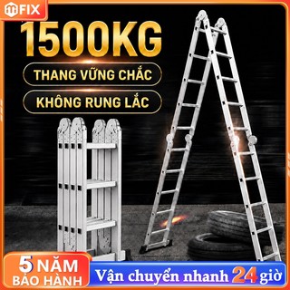 REAIM Thang nhôm gấp  4 đoạn nhập khẩu  3,7 4.7 5,7 mét đa năng khóa chốt tự động Chịu Lực 300KG Bảo hành 2 năm