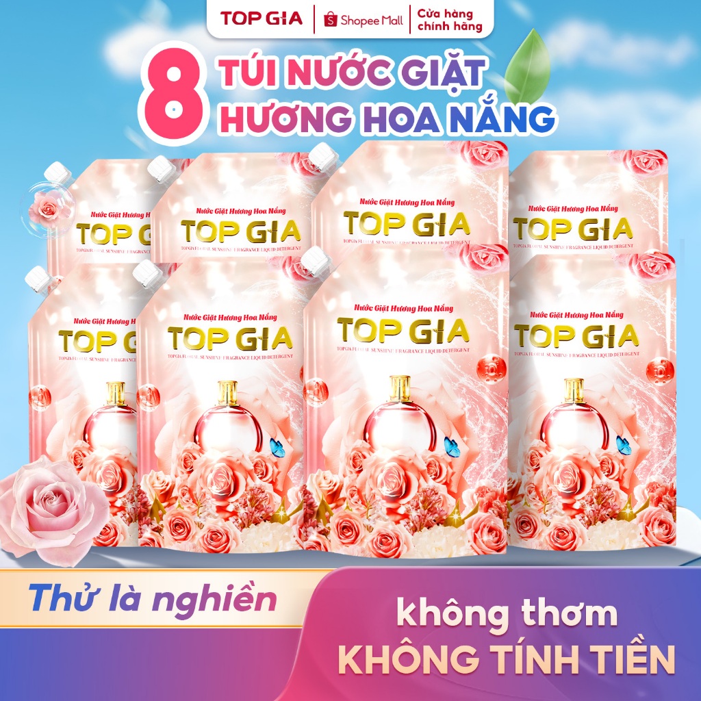 Nước giặt TOPGIA hương hoa nắng lưu hương 72H làm sạch vết bẩn an toàn cho da