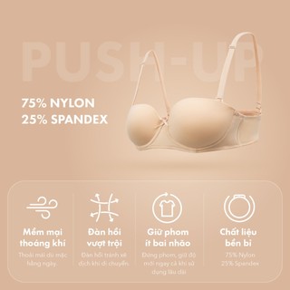 Áo ngực cup ngang Strapless Bra hỗ trợ nâng đẩy tạo khuân tròn đầy ONOFF Basic -16UF25A452