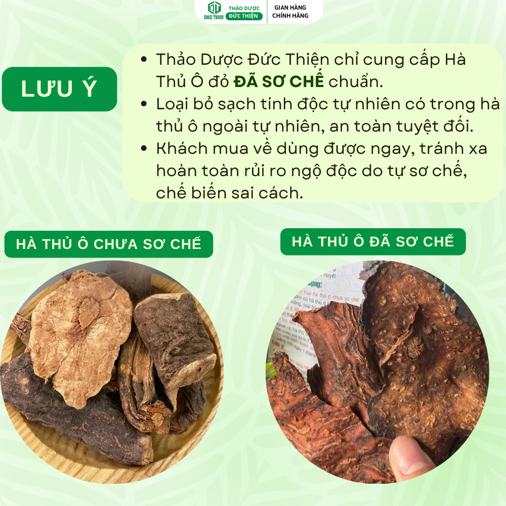 500g, 1kg Hà Thủ Ô Loại 1 Đức Thiện (Khô, Sạch, Thơm) - Giảm Tóc Bạc, Kích Thích Mọc Tóc, Bổ Máu