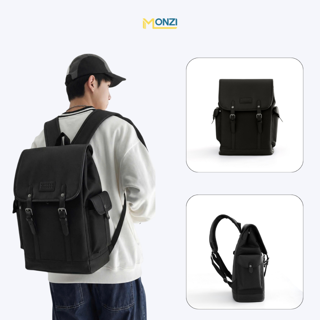 Balo ZOROS Thời Trang Unisex Cặp Đựng Laptop Đi Học Nam Nữ Vải Phối PVC Trượt Nước | MONZI