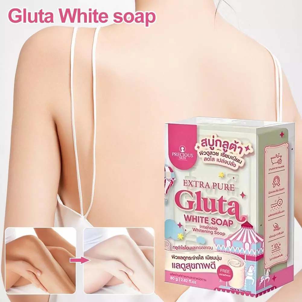 Xà Phòng Gluta 80g Làm Trắng Sáng Da Toàn Thân Dịu Nhẹ Dưỡng Ẩm Không Khô Căng Tặng Lưới Tạo Bọt