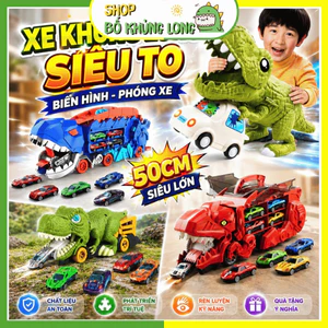 Đồ Chơi Xe Khủng Long Nuốt Ô Tô Cho Bé Tặng 6 Xe Hợp Kim Cao Cấp Khủng Long Biến Hình Qùa Tặng Cho Bé Trai BỐ KHỦNG LONG