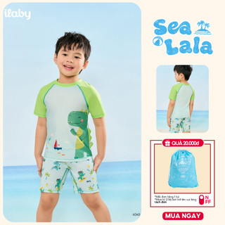 [TẶNG TÚI] Đồ bơi bé trai ILABY HCM chất liệu thun lạnh co giãn nhanh khô họa tiết khủng long size 10-43kg [4040]