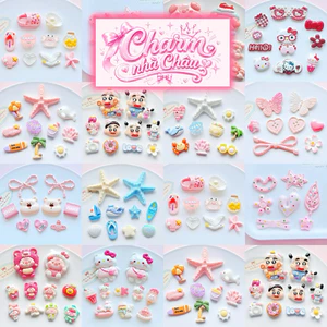 Set charm gắn dép cross sticker gắn dép dễ thương cute nhiều mẫu hoạt hình có nút gắn giá rẻ charm nhà Châu