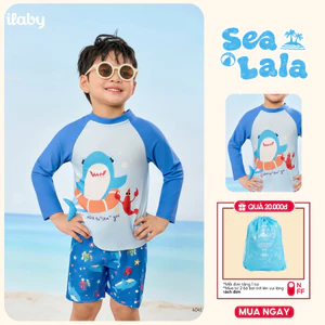 Đồ bơi bé trai ILABY HCM dài tay chống nắng họa tiết dễ thương, chất thun lạnh co giãn size 10-43kg [4041]
