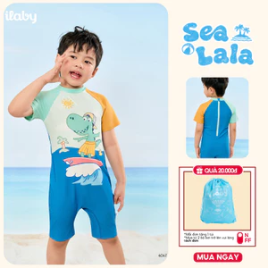 Đồ bơi bé trai ILABY HCM liền thân chất thun lạnh, họa tiết khủng long phối màu nổi bật size 10-43kg [4047]