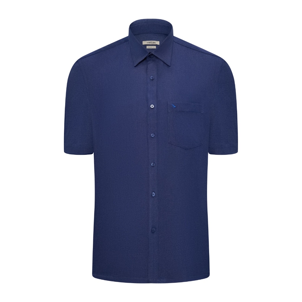 Áo sơ mi ngắn tay vạt ngang VIETTIEN SMART CASUAL vải Spun form REGULAR VT00000660