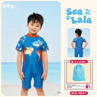 [TẶNG TÚI] Đồ bơi liền thân bé trai ILABY HCM chất liệu thun lạnh co dãn chống nắng size từ 10-43kg [4023]