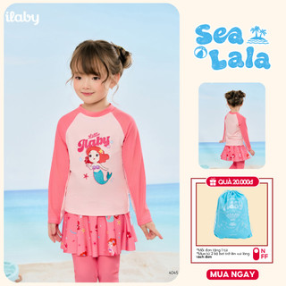 [TẶNG TÚI] Đồ bơi bé gái dài tay ILABY HCM đồ bơi dáng rời chất thun lạnh co giãn chống nắng size từ 10-43kg [4045]