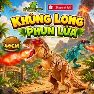 Khủng Long Đồ Chơi Bạo Chúa DÀI 46CM Phun Khói Đẻ Trứng Di Chuyển Có Âm Thanh Có Đèn BỐ KHỦNG LONG